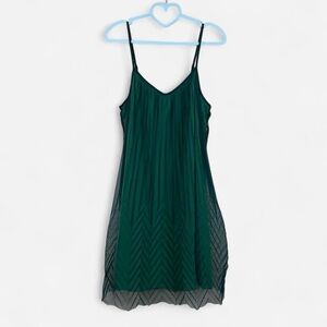 Fossil green layered sheer slip dress